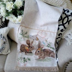NEW! FARMHOUSE Rabbit TABLE RUNNER 16" x 72"